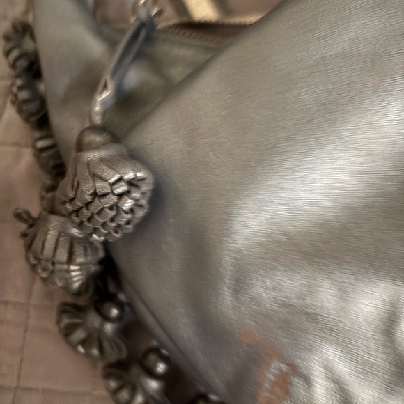 Vintage Isabella Fiore Embroidered tasseled Leather hobo Women's Bag orig $598 - Picture 4 of 9